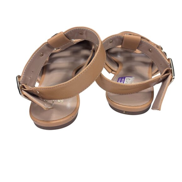 Tan Studded Pointed-Toe Ankle Strap Flats By MIX No.6 Size 7.5 Faux Leather Wome - Picture 7 of 7